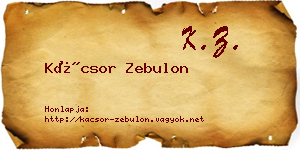 Kácsor Zebulon névjegykártya